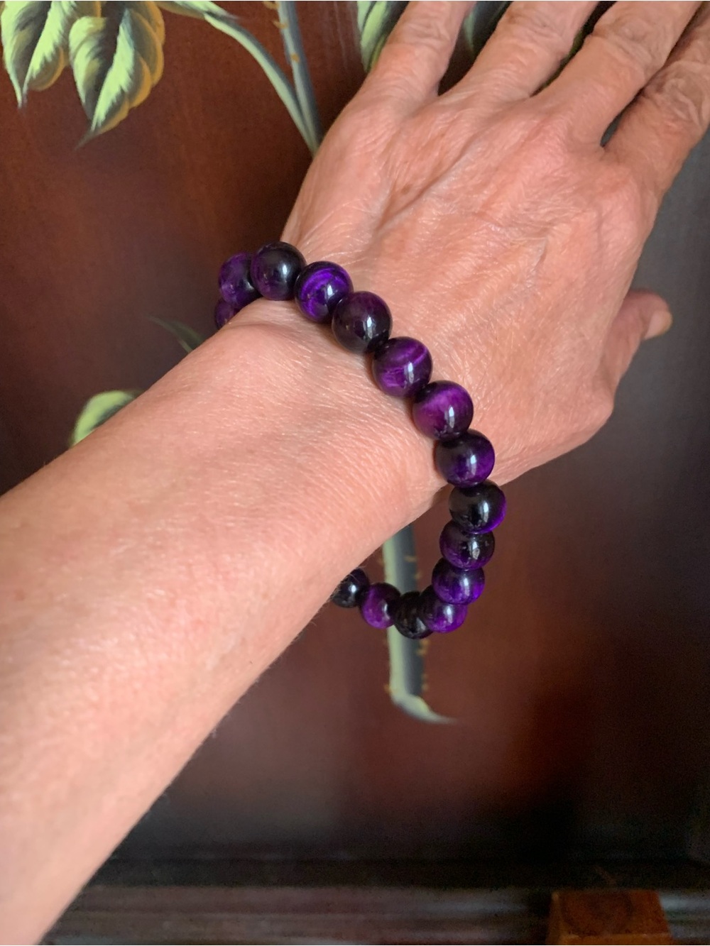 Purple Beaded Stretch Bracelet - Unbranded Women